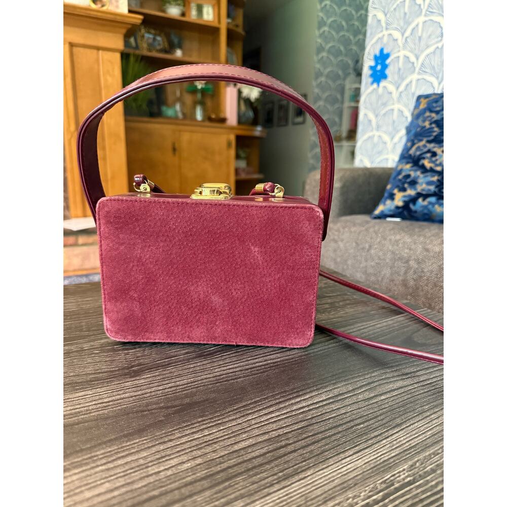 Vintage Leather Wine Convertible Top Handle Bag